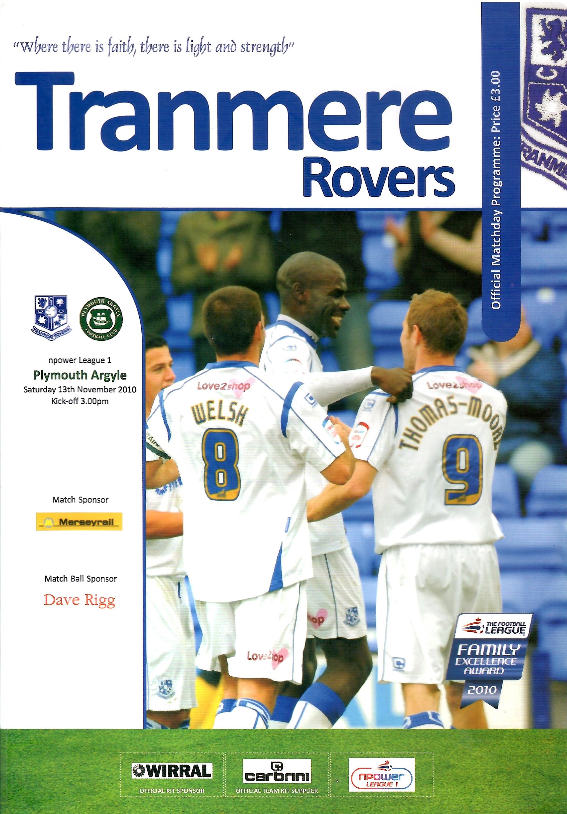 Tranmere Rovers v Plymouth Argyle match programme